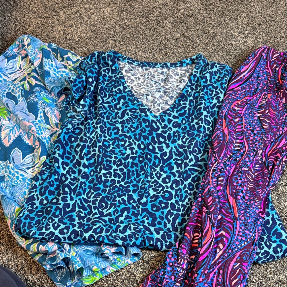 Lilly Pulitzer Blue Leopard Print Short Sleeve Tee